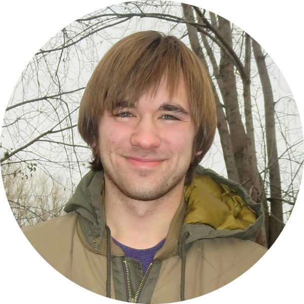 Young man in raincoat testimonial head shot. Five star reviews.